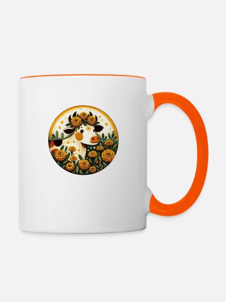 Ringelblume Kuh - Tasse zweifarbig - Weiß/Orange