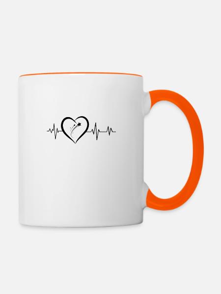 Sternschnuppe Herzschlag - Tasse zweifarbig - Weiß/Orange
