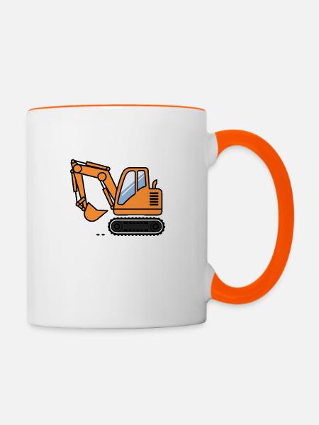 Gelbe Schaufel - Tasse zweifarbig - Weiß/Orange