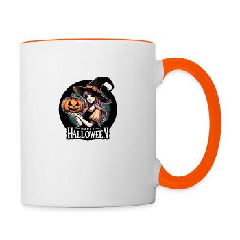 Bonne sorcière d’Halloween - Mug contrasté - blanc/orange - Droite