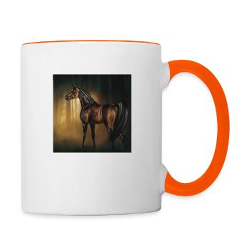 Cheval en forêt - Mug contrasté - blanc/orange - Droite
