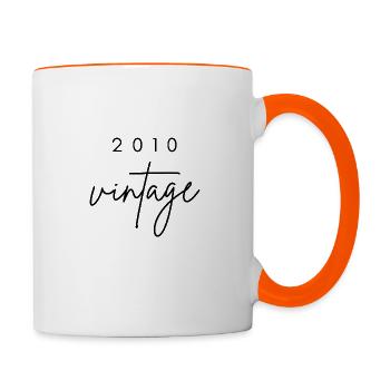 Jahrgang 2010 Jubiläum - Tasse zweifarbig - Weiß/Orange - Rechts