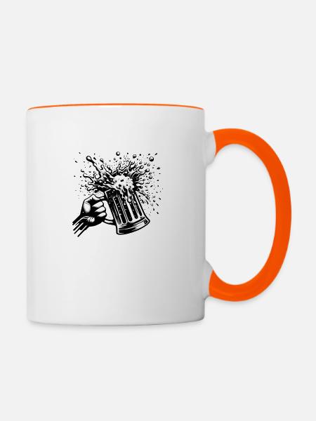 Prost Bier trinken Bierkrug - Tasse zweifarbig - Weiß/Orange