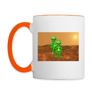Marsianer-Humor - Tasse zweifarbig - Weiß/Orange - Links