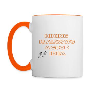 Hiking is always a good idea - Contrasting Mug - white/orange - Left