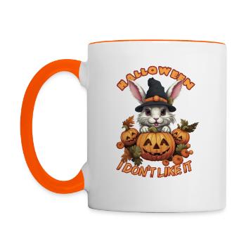 Hase Halloween I dont like it - Tasse zweifarbig - Weiß/Orange - Links