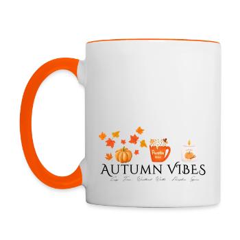 Autumn Vibes - Autumn Design - Citrouille - Feuilles - Mug contrasté - blanc/orange - Gauche