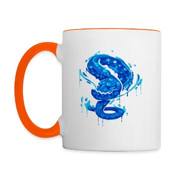 Un serpent étrange d’eau beau et drôle - Mug contrasté - blanc/orange - Gauche