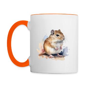 Rennmaus, Gerbil - Tasse zweifarbig - Weiß/Orange - Links