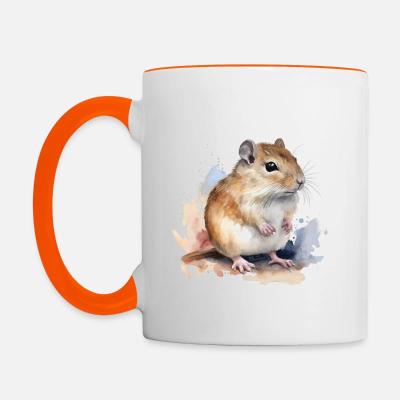 Rennmaus, Gerbil - Tasse zweifarbig - Weiß/Orange