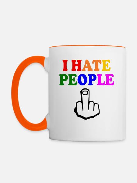 I hate people - Tasse zweifarbig - Weiß/Orange