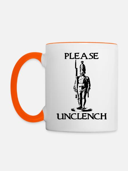 Bitte lösen (schwarze Silhouette) - Tasse zweifarbig - Weiß/Orange