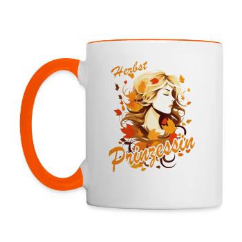 Herbst Prinzessin - Tasse zweifarbig - Weiß/Orange - Links