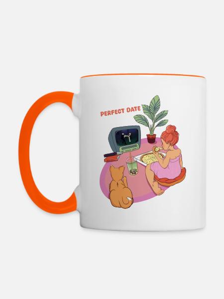 The Perfect Date - Tasse zweifarbig - Weiß/Orange