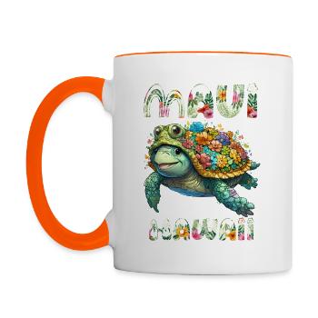 Hawaiian-Shirt Fun & Flair Maui Turtle Hibiscus - Contrasting Mug - white/orange - Left