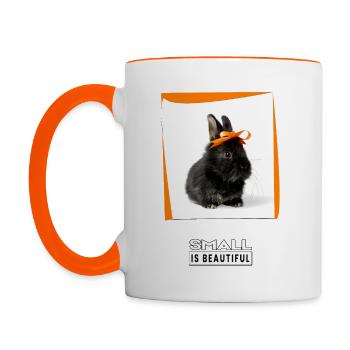 Small cute animal. Small is beautiful. - Contrasting Mug - white/orange - Left