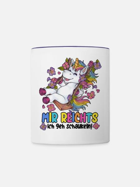 Mir reichts, ich geh Schaukeln, Niedliches Einhorn - Tasse zweifarbig - Weiß/Kobaltblau