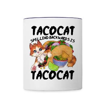 Tacocat Lustige Katze in einem Taco Geschenk - Tasse zweifarbig - Weiß/Kobaltblau - Vorne