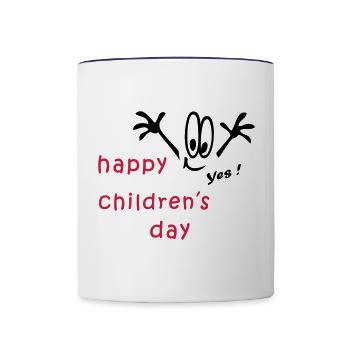 Kindertag, Childrens Day - Tasse zweifarbig - Weiß/Kobaltblau - Vorne