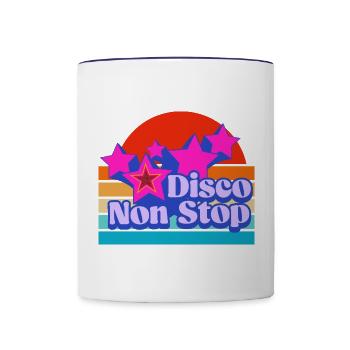 Non-stop disco! fresh and french touch music! - Contrasting Mug - white/cobalt blue - Front