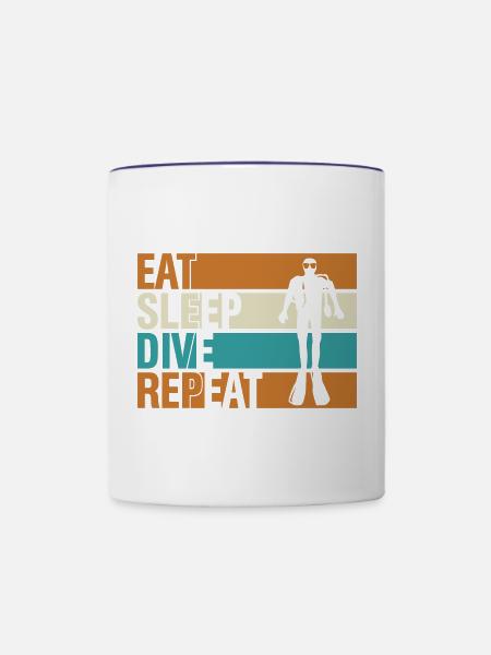 eat sleep dive repeat - Tasse zweifarbig - Weiß/Kobaltblau