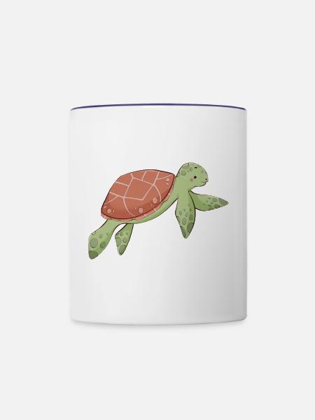 Schildkröte - Tasse zweifarbig - Weiß/Kobaltblau