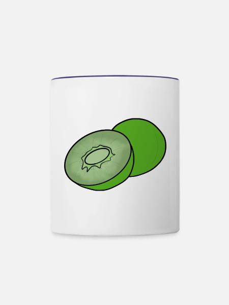 Leckere Frucht Kiwi - Tasse zweifarbig - Weiß/Kobaltblau