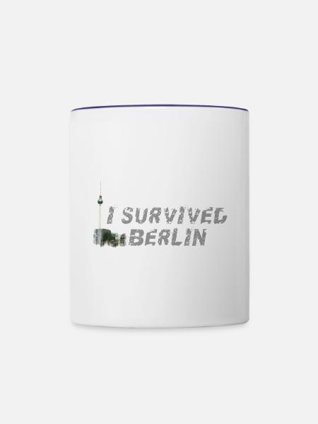 I survived Berlin - Tasse zweifarbig - Weiß/Kobaltblau