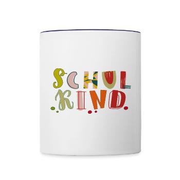 Schulkind Einschulung ersteKlasse - Tasse zweifarbig - Weiß/Kobaltblau - Vorne