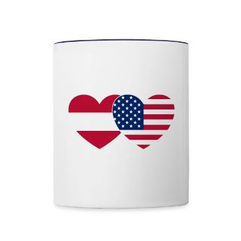 Autriche États-Unis Flag Heart - Mug contrasté - blanc/bleu cobalt - Devant