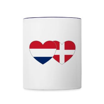 Pays-Bas Danemark Flag Heart - Mug contrasté - blanc/bleu cobalt - Devant