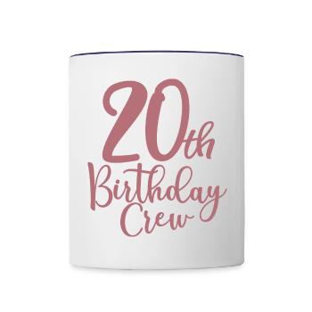 20th Birthday Crew B-day Party Squad 20 ans - Mug contrasté - blanc/bleu cobalt - Devant