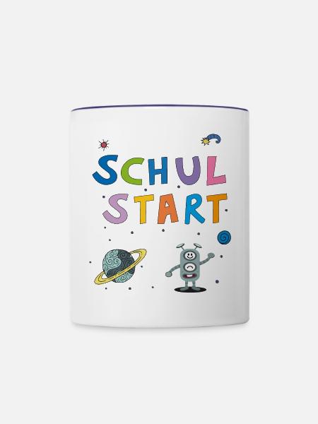 Schulstart Schulkind - Tasse zweifarbig - Weiß/Kobaltblau