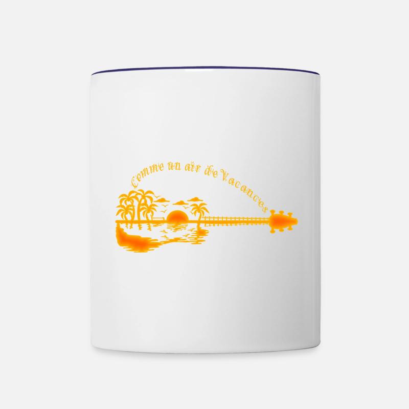 Coucher soleil tropical sur jetée - Mug contrasté - blanc/bleu cobalt