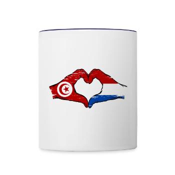 Tunisie Hollande Drapeau Mains Coeur Forme Utilisé - Mug contrasté - blanc/bleu cobalt - Devant