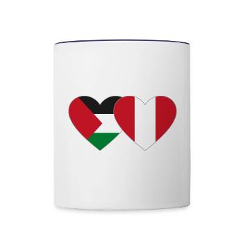 Palestine Pérou Drapeau Coeur - Mug contrasté - blanc/bleu cobalt - Devant