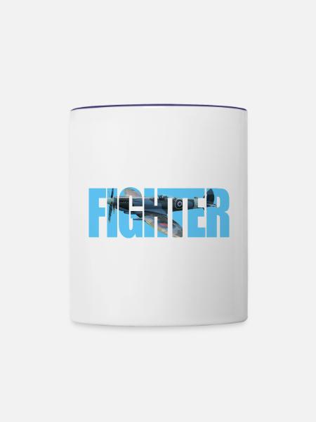 Fighter Spitfire - Tasse zweifarbig - Weiß/Kobaltblau