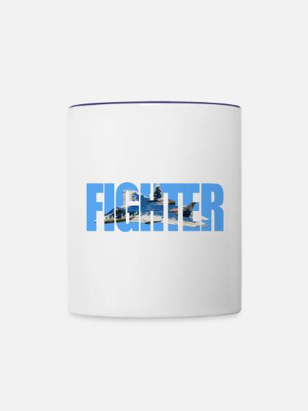 Fighter Su-57 - Tasse zweifarbig - Weiß/Kobaltblau