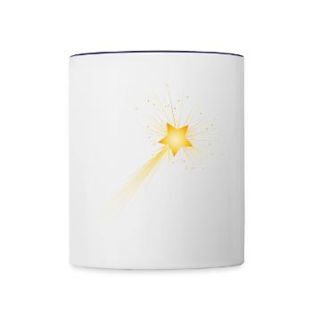 petite étoile filante dorée dans le ciel nocturne - Mug contrasté - blanc/bleu cobalt - Devant