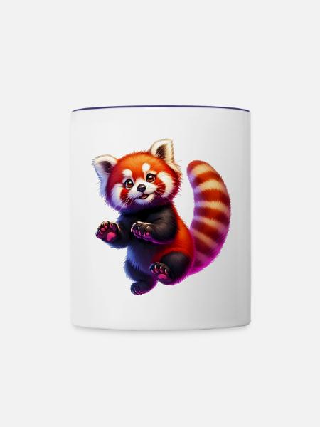 Kleiner Panda - Tasse zweifarbig - Weiß/Kobaltblau
