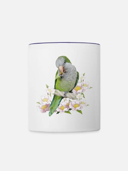 Argentinischer Sittich - Tasse zweifarbig - Weiß/Kobaltblau
