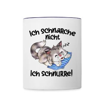 Ich schnarche nicht ich schnurre, süße Katze - Tasse zweifarbig - Weiß/Kobaltblau - Vorne