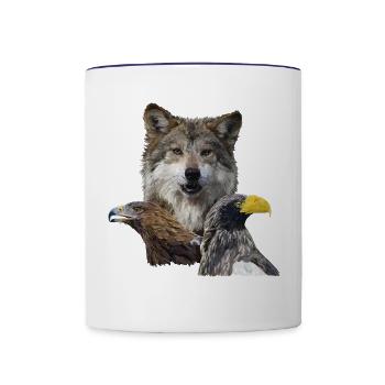 Wolf and Eagles - Contrasting Mug - white/cobalt blue - Front