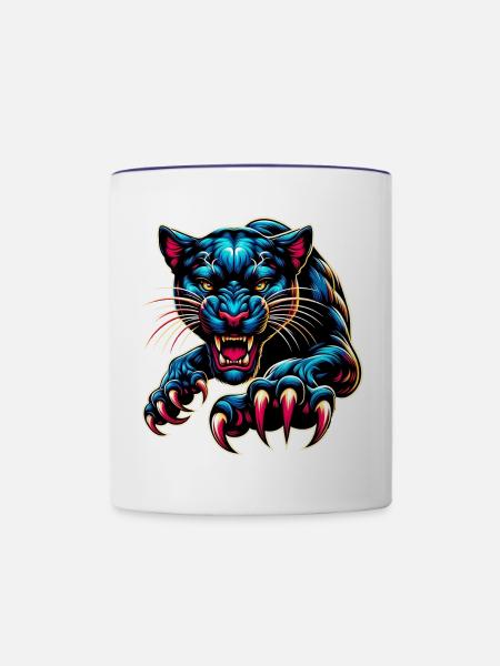 Panther - Tasse zweifarbig - Weiß/Kobaltblau