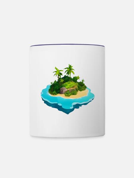 Insel in den Tropen - Tasse zweifarbig - Weiß/Kobaltblau