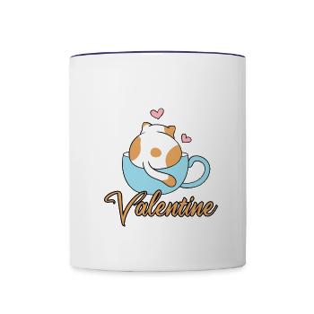 Le chat est mon Valentin - Mug contrasté - blanc/bleu cobalt - Devant