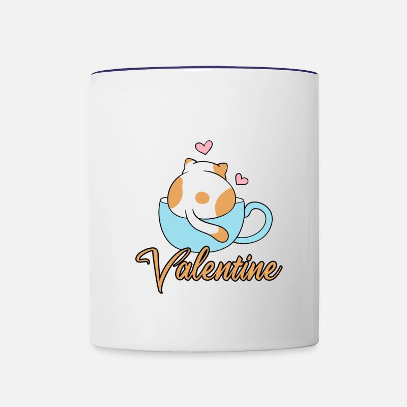 Mon chat est mon Valentin - Mug contrasté - blanc/bleu cobalt