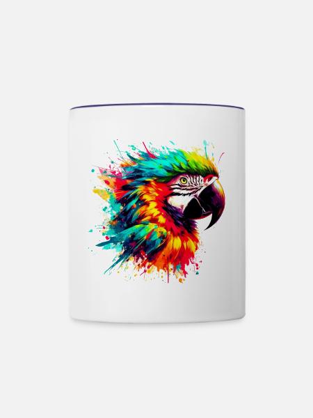 Papagei - Tasse zweifarbig - Weiß/Kobaltblau