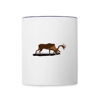 LE RENNE DÉNEIGE ! (montagne, ski, hiver) - Mug contrasté - blanc/bleu cobalt - Devant