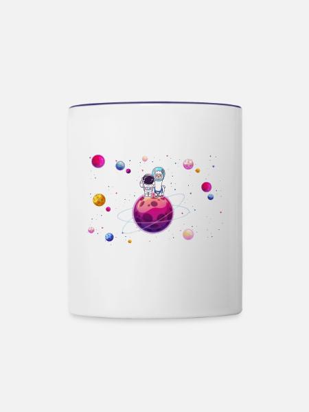llama astronaut - Tasse zweifarbig - Weiß/Kobaltblau